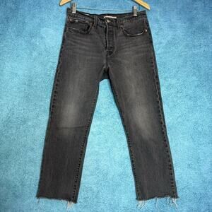 Levi's Premium Wedgie Jeans Womens 30 Button Fly Gray High Rise Denim Raw Hem